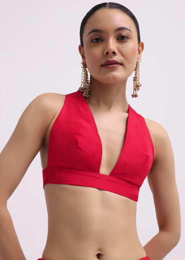 Red Zari Jaal Dola Silk Saree With Unstitched Blouse