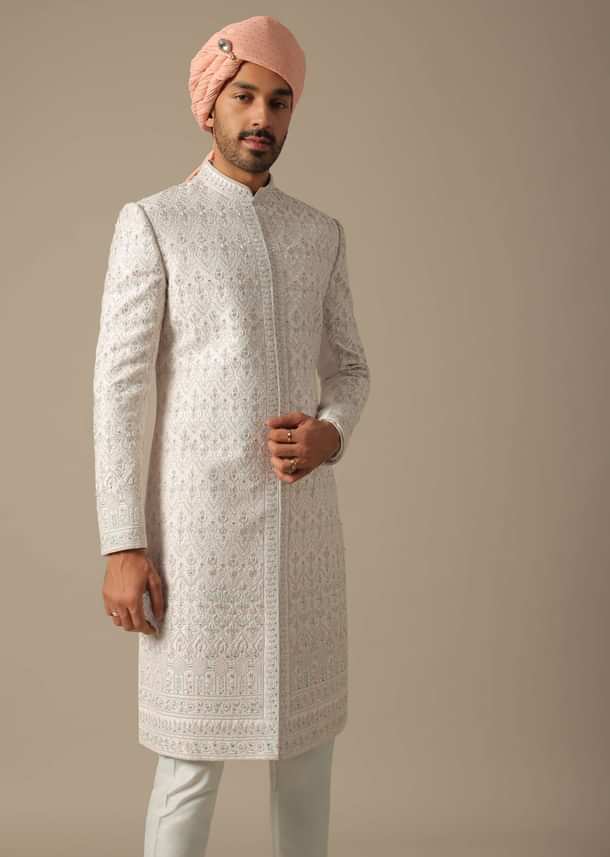 Regal Pink Grooms Sherwani Set