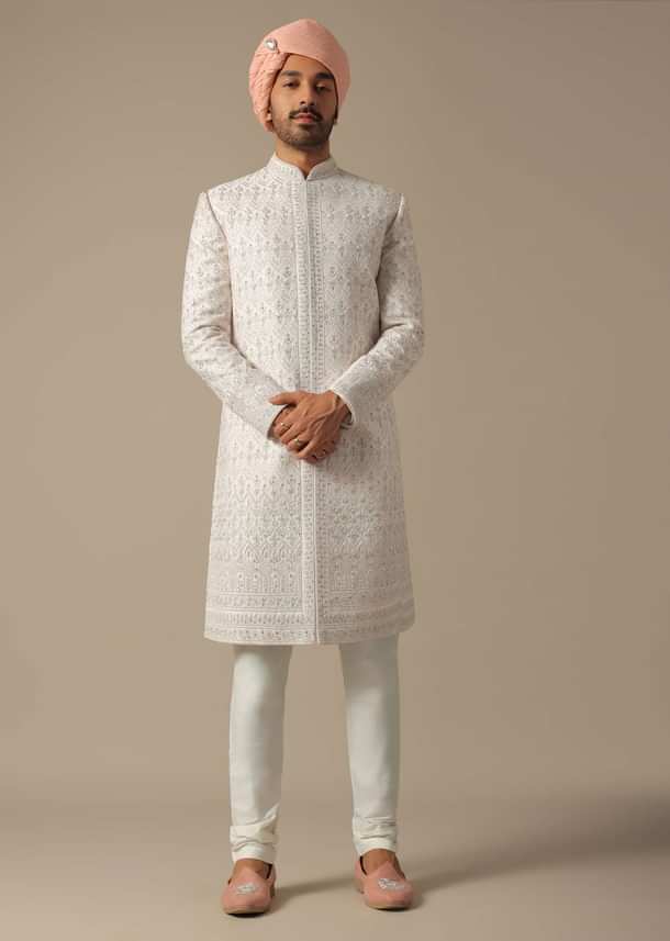Regal Pink Grooms Sherwani Set