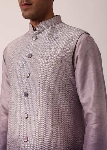 Regal Purple Silk Jacket Kurta Set For Men