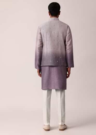 Regal Purple Silk Jacket Kurta Set For Men