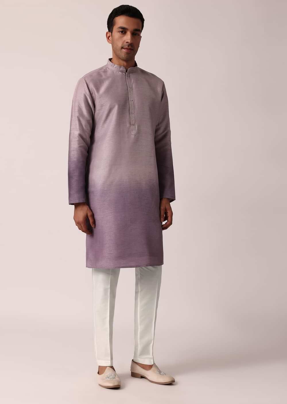 Regal Purple Silk Jacket Kurta Set For Men