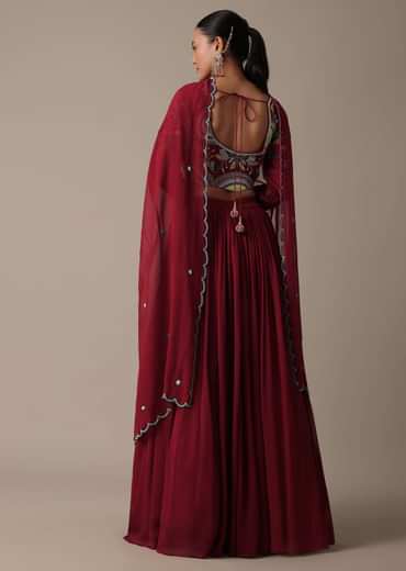 Regal Red Silk Lehenga Set With Exquisite Embroidery