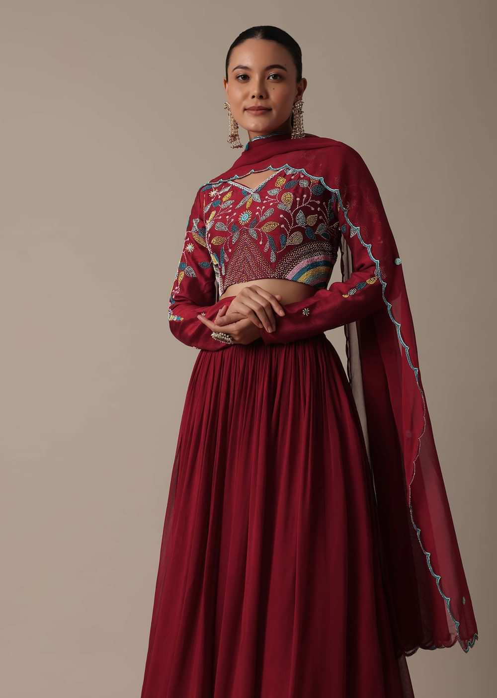 Regal Red Silk Lehenga Set With Exquisite Embroidery