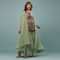 Moss Green Printed Palazzo Top Set With Embroidered Shrug
