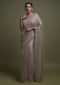 Rhino Grey Saree In Organza With Sequins, Cut Dana And Bead Tassels On The Border Online - Kalki Fashion
