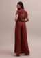 Rich Maroon Silk Embroidered Crop Top And Bandhani Print Pants Co-ord Set