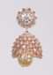 Rose Gold Plated Jhumkas With Crystals And Stones In A Wavy Edge Pattern With Dangling Pearl Online - Kalki Fashion