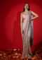 Rose Pink Ombre Ready Pleated Saree Embellished In Sequins With A Raw Silk Blouse Embellished With Sequins