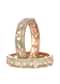 Rose Gold And Mint Green Kundan Polki Bangles In Mix Metal