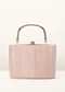 Rose Gold Clutch In Crush Fabric With Metal Handle And Clasp Closure