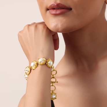 Rose Gold Finish Bracelet With Mother Of Pearls