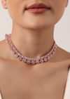 Rose Gold Finish Geometric Necklace Set With Zircon Stones