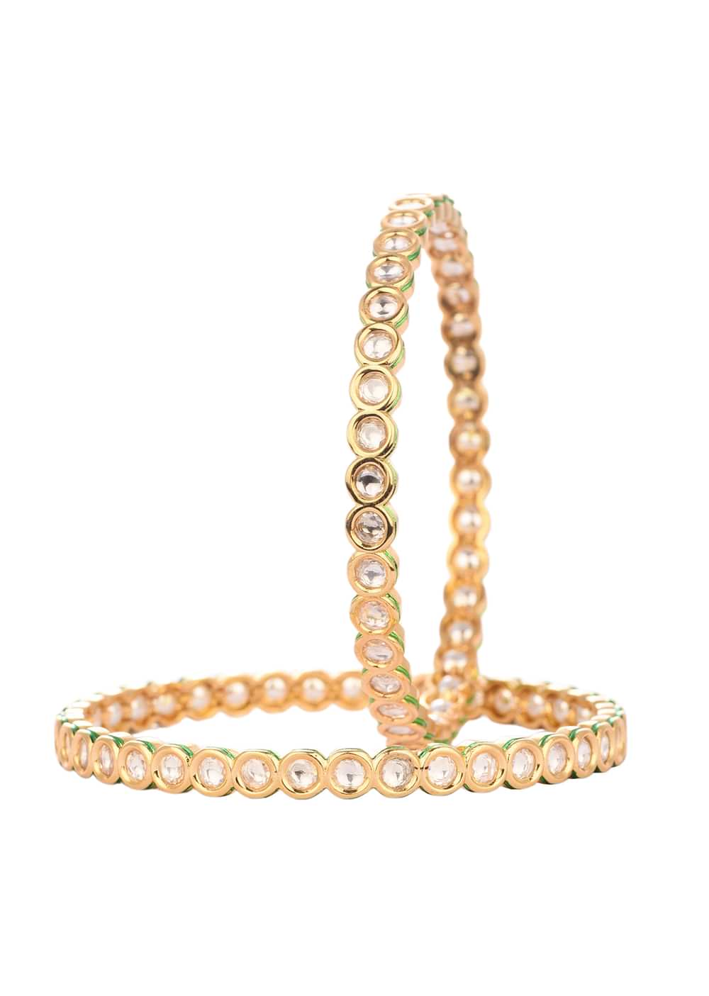 Rose Gold Kundan Polki Handcrafted Mixed Metal Bangles