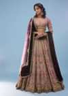 Rose Pink Bridal Lehenga In Raw Silk With Heavy Embroidery - NOOR 2022