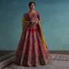 Rose Pink Embroidered 16 Kali Bridal Lehenga In Raw Silk