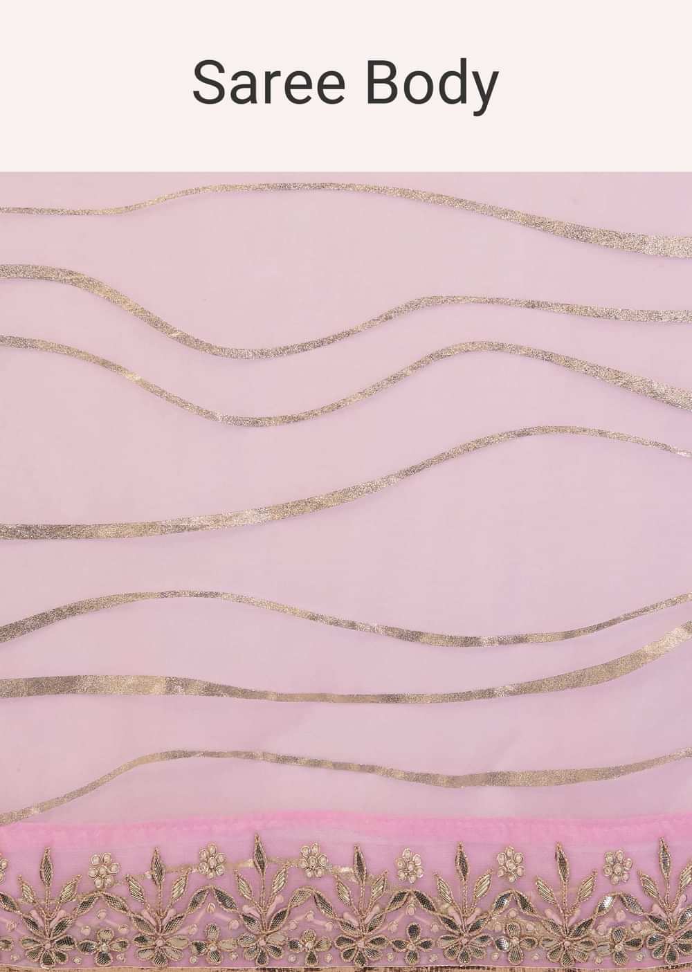 Onion Pink Saree In Organza With Foil Print And Embroidery