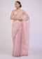 Onion Pink Saree In Organza With Foil Print And Embroidery