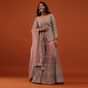 Rose Tan Pink Embroidered Sharara Suit In Net