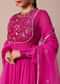 Rosy Pink Embroidered Anarkali With Sheer Organza Dupatta