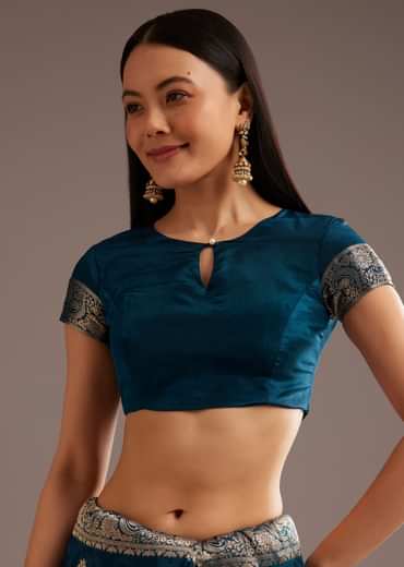 Royal Blue Jaquard Silk Saree With Zari Butti And Brocade Border
