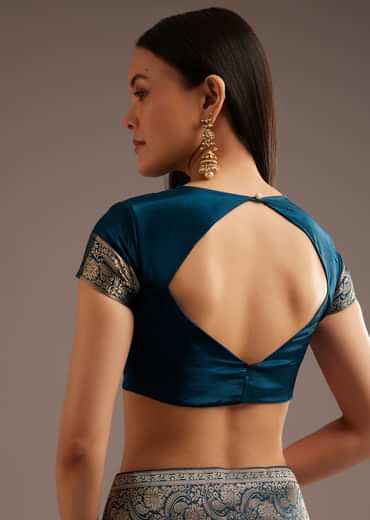 Royal Blue Jaquard Silk Saree With Zari Butti And Brocade Border