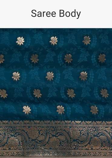 Royal Blue Jaquard Silk Saree With Zari Butti And Brocade Border