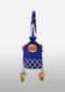 Royal Blue Potli Bag In Raw Silk With Gotta Lace Checks And Pom Poms
