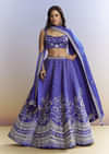 Royal Blue Satin Bridesmaid Lehenga With Heavy Embroidery