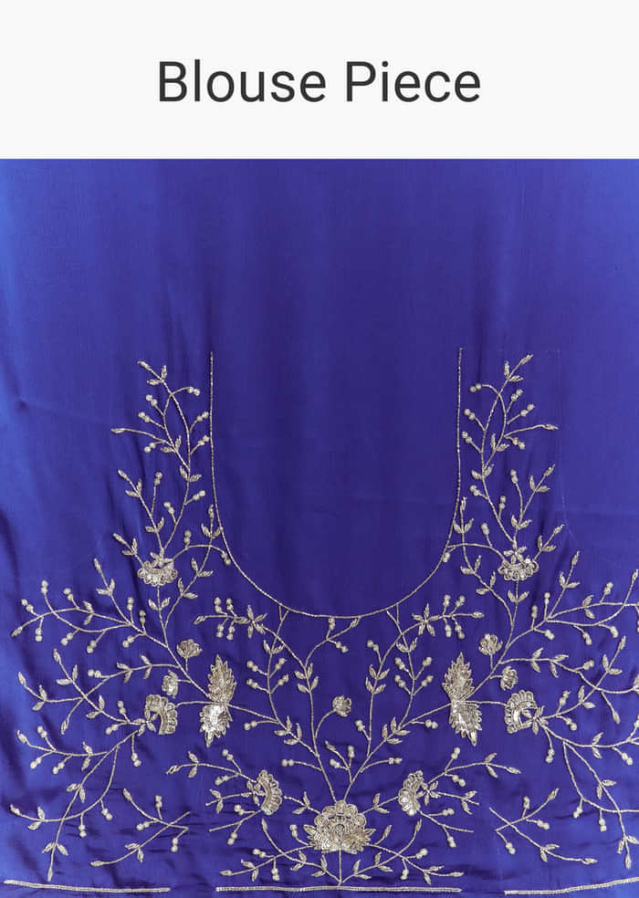 Royal Blue Satin Bridesmaid Lehenga With Heavy Embroidery