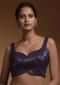 Royal Purple Crop Top Embellished In Sequins With Sweetheart Neckline