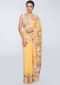 Royal yellow georgette saree with net embroidered border only on Kalki