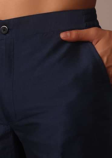 Royal Blue Jacket Kurta Set With Pintuck Detailing