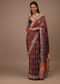 Royal Blue Saree In Satin With Multi Colored Patola Print And Gotta Patti Embroidered Border