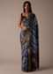 Royal Blue Saree In Tussar With Block Print And Zari Work
