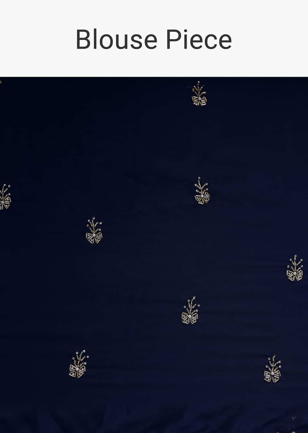 Royal Blue Satin Saree With Cut Dana Embroidery