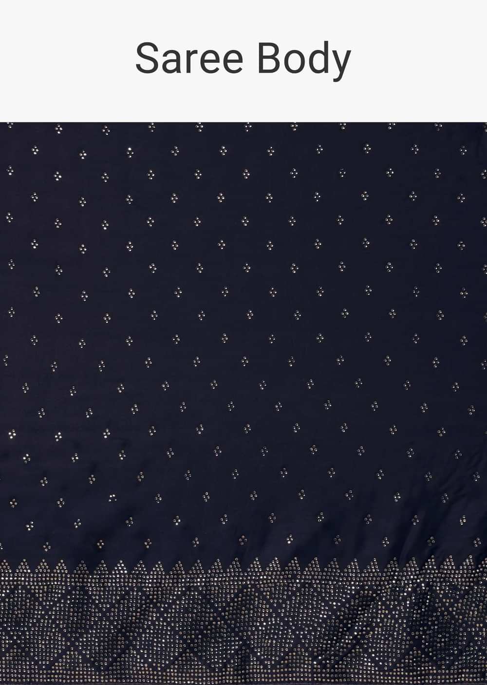Royal Blue Satin Saree With Swarovski Work And Unstitched Blouse Fabric