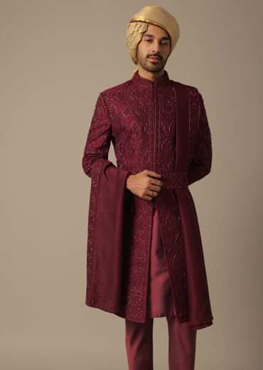 Royal Embroidered Grooms Sherwani Set