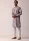 Royal Purple Silk Kurta Set With All-Over Print