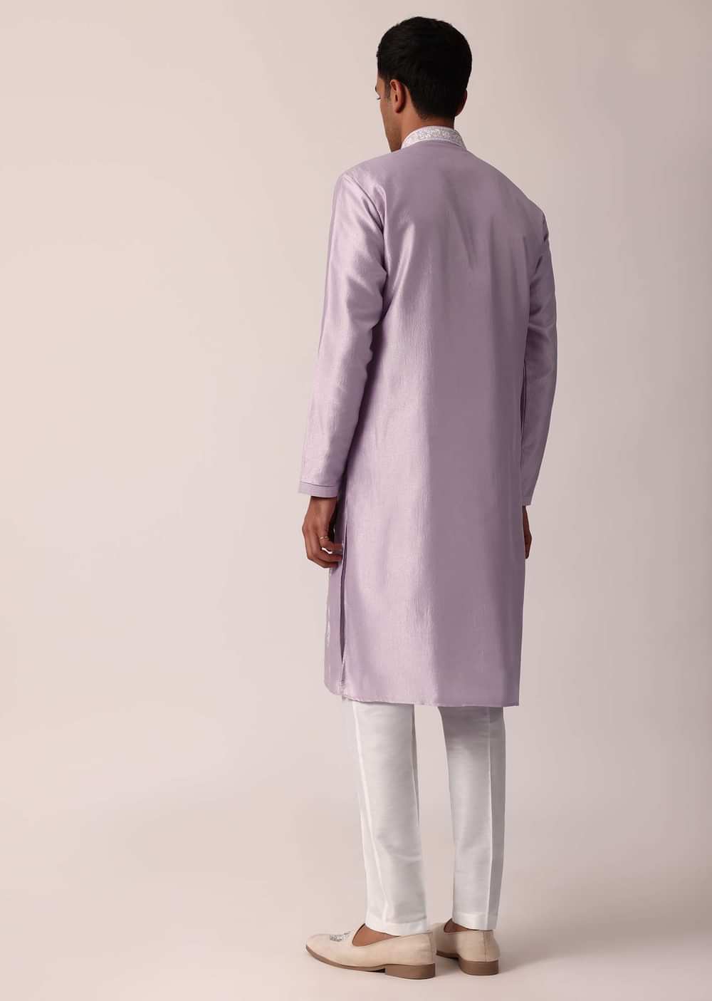 Royal Purple Silk Kurta Set With Exquisite Handwork