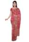 Ruby red Georgette banarasi saree with matching blouse piece only on Kalki