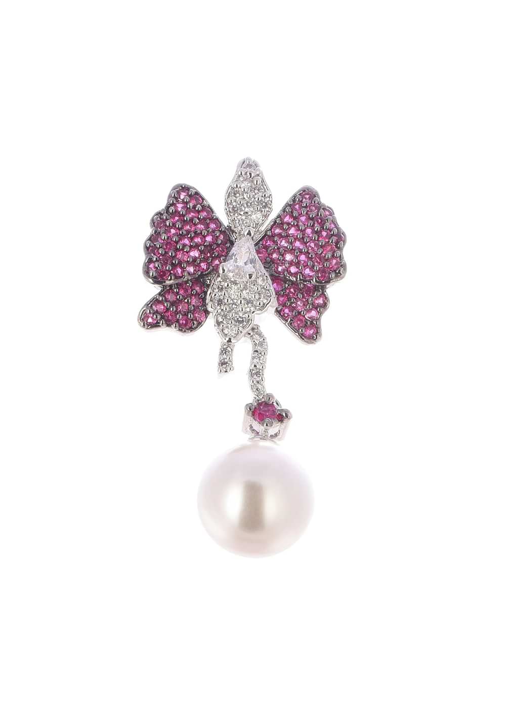 Ruby Diamond Dangler Earrings In Mix Metal