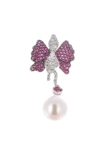 Ruby Diamond Dangler Earrings In Mix Metal