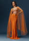 Rust Dhoti Skirt Set With Embellished Blouse And Tassel Net Dupatta