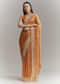 Rust Orange Georgette Embroidered Saree With Heavy Hand Embroidery