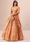 Rust Orange Tassel Embroidered Blouse With Lehenga And Dupatta
