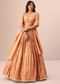 Rust Orange Tassel Embroidered Blouse With Lehenga And Dupatta