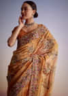 Rust Orange Tissue Cutdana Embroidered Saree