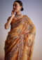Rust Orange Tissue Cutdana Embroidered Saree