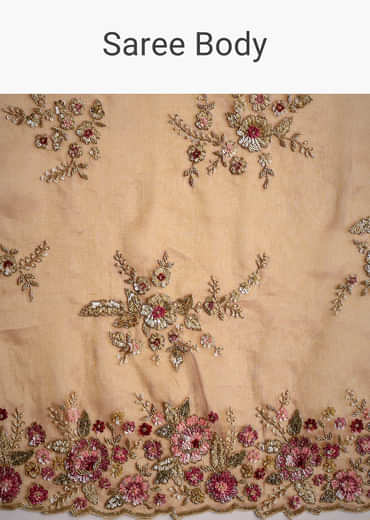 Rust Orange Tissue Cutdana Embroidered Saree